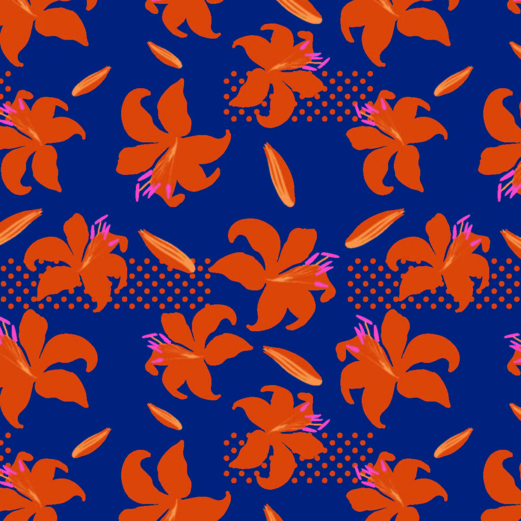 Tiger Lily RWD24-A60 Floral Illustration with Polka Dots